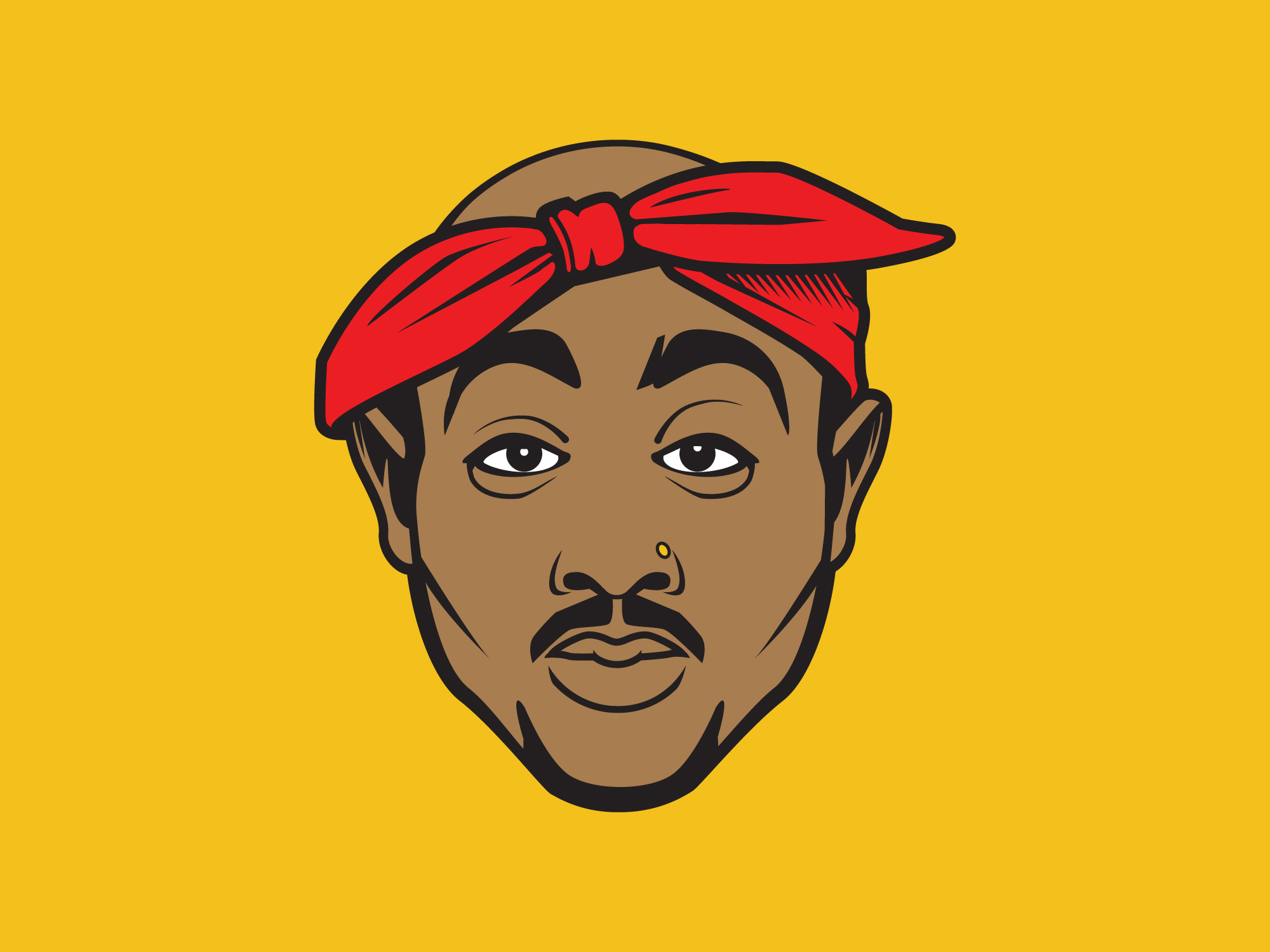 Vector 2 Pac Face T shirt design Illustration by Old Dirty Dermot BK NY Creative for hire