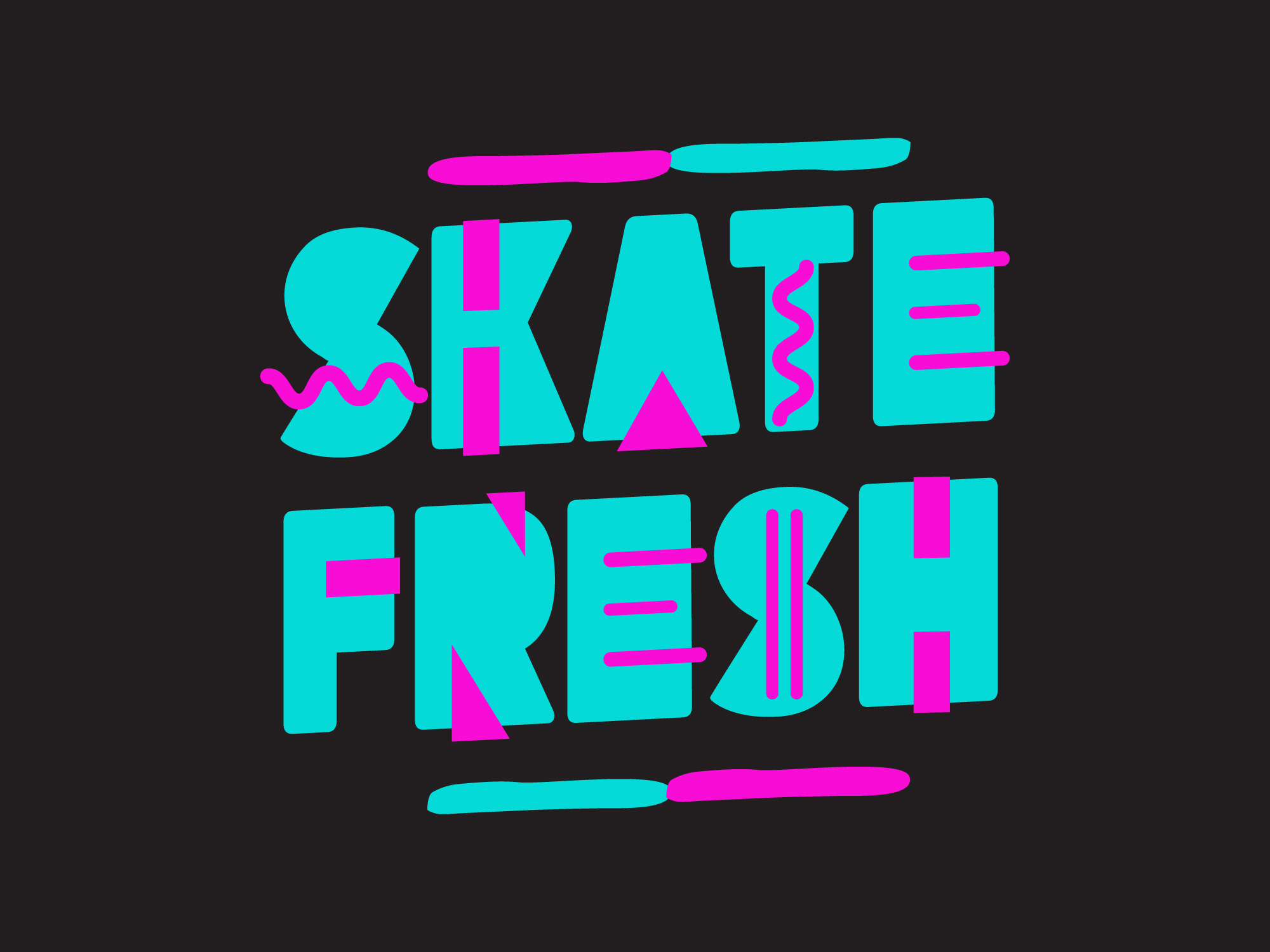 Skate Fresh Apparel -Funky 90's Vector Logo Type Design by Old Dirty Dermot BK NY Creative For Hire