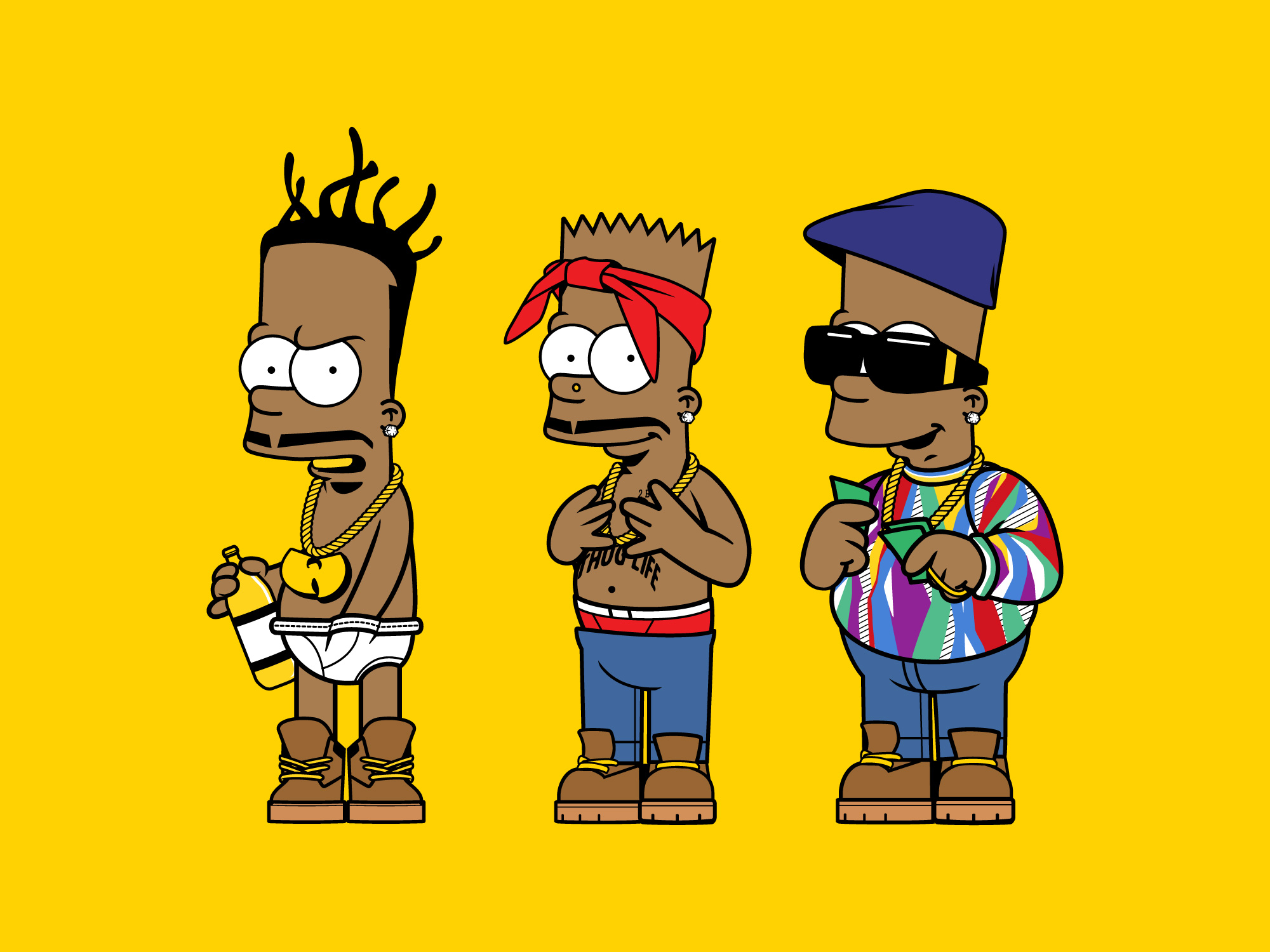 Bart-Simpson-Pin-Designs--Biggie-Bart---2-pac-Bart-ODB-bart-Design-by-Old-dirty-dermot