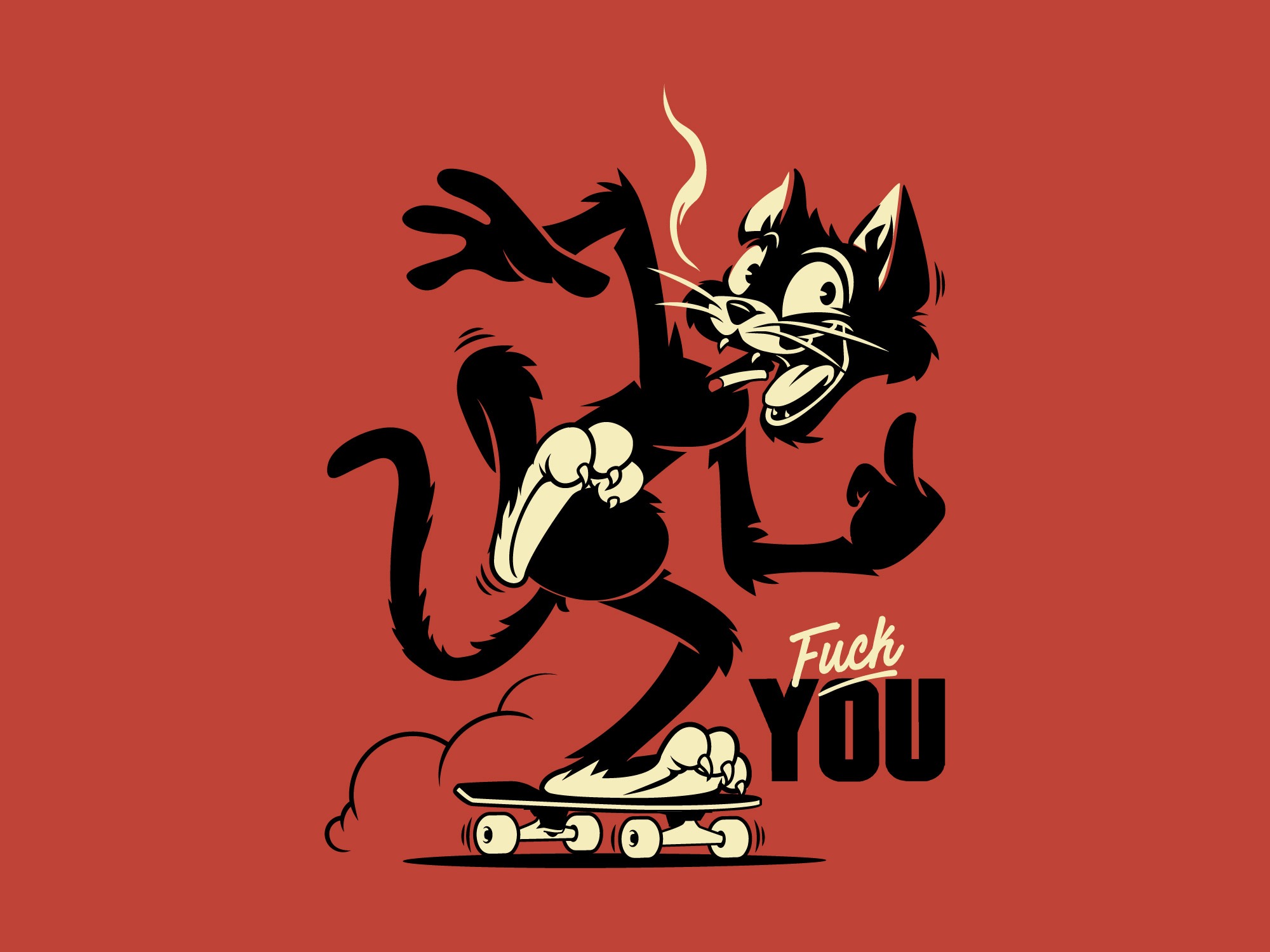 Fuck-you cat skateboarding
