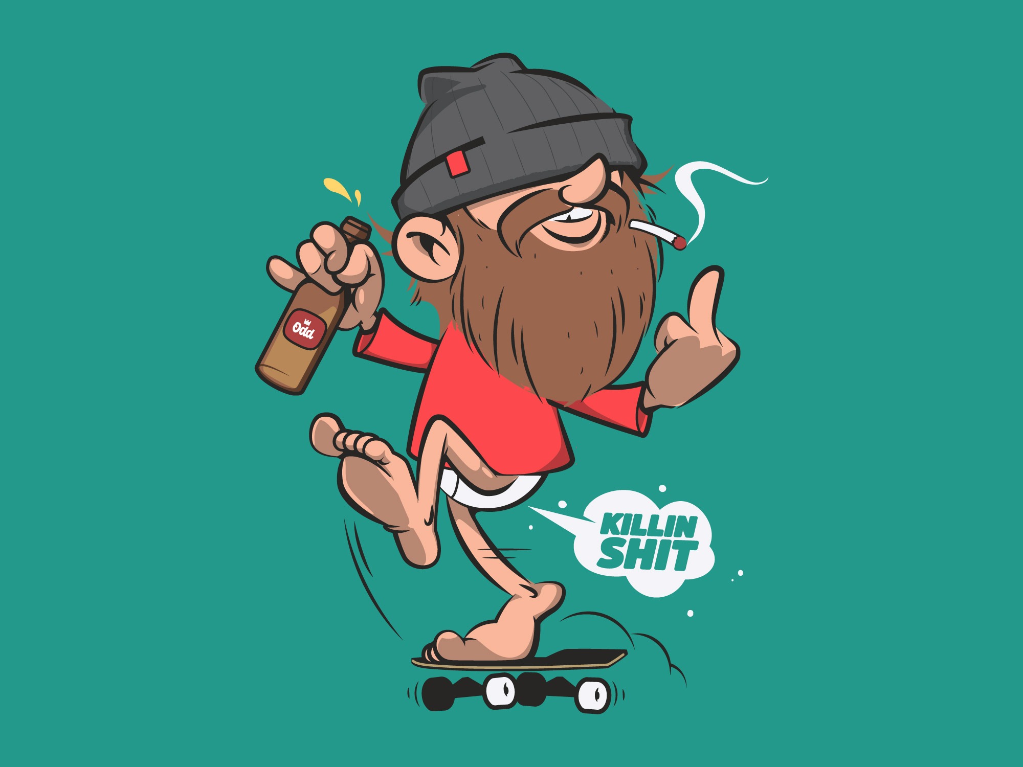 Old Man in underwear on skateboard