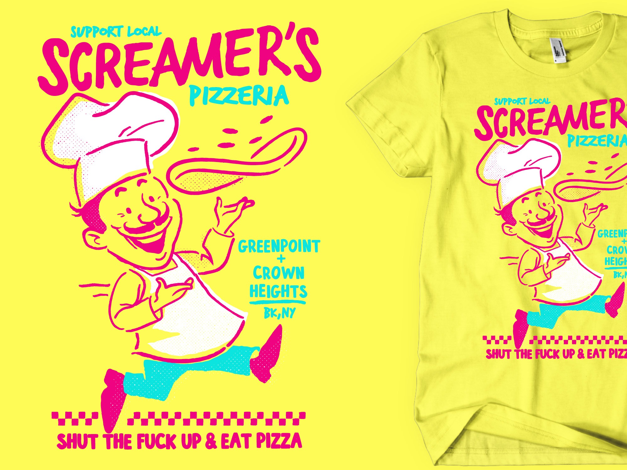 Screamers-Pizzeria-chef-T-Shirt-Design