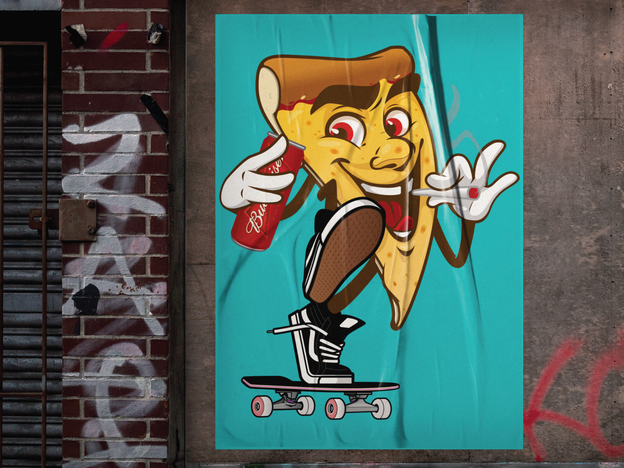 Pizza-Skateboarding-Design-by-old-dirty-dermot-design-&-illustration
