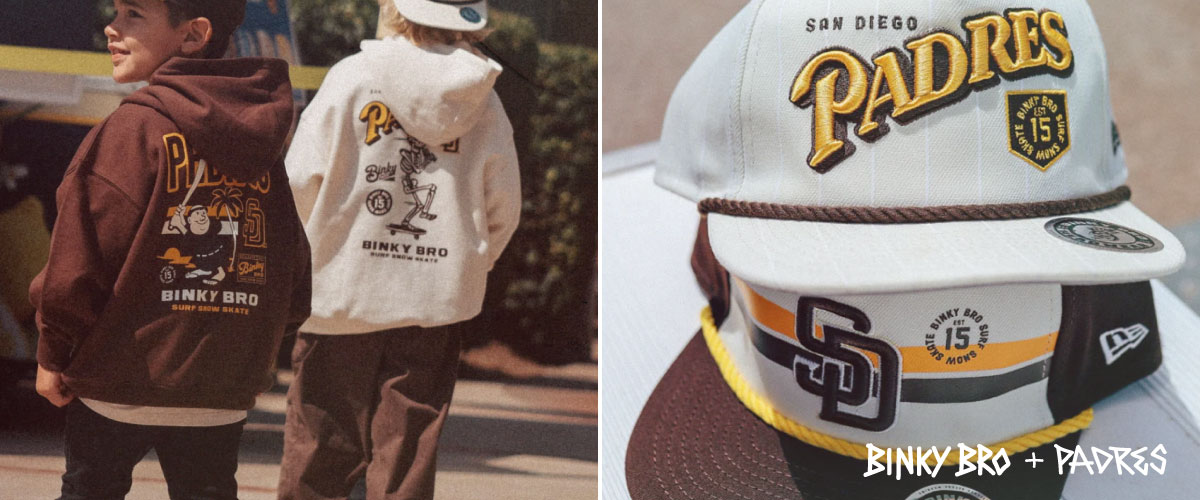 Binky Bro + San Diego Padres hats and hoodies